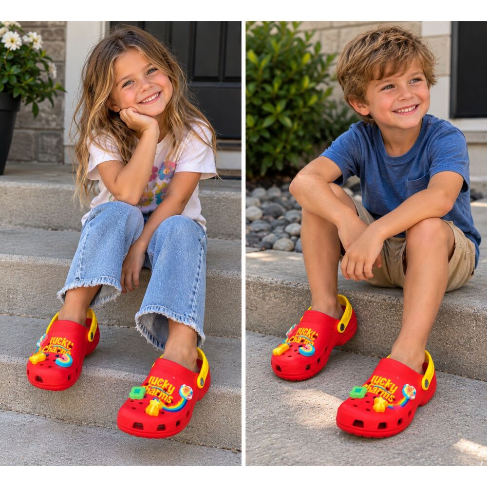 Crocs x Lucky Charms Classic Clog 207118-610 M7 W9 Red Jibbitz